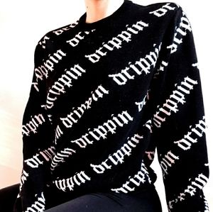 Drippin black and white sweater